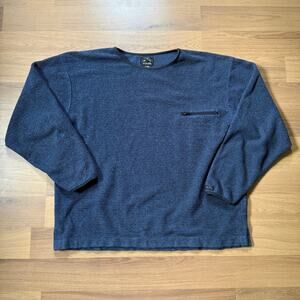 Vintage 90's Alps Blue Striped Grid Fleece Crewneck Pullover Sweatshirt Sz XL